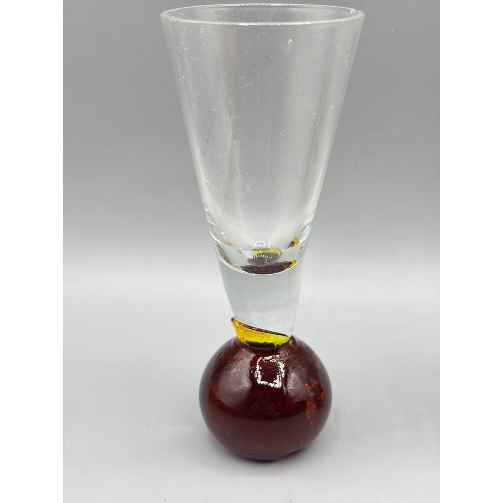 Vintage Bubble Base Cordial Shot Glasses Set of‎ 4 Multi Color Hand Blown - Picture 3 of 12